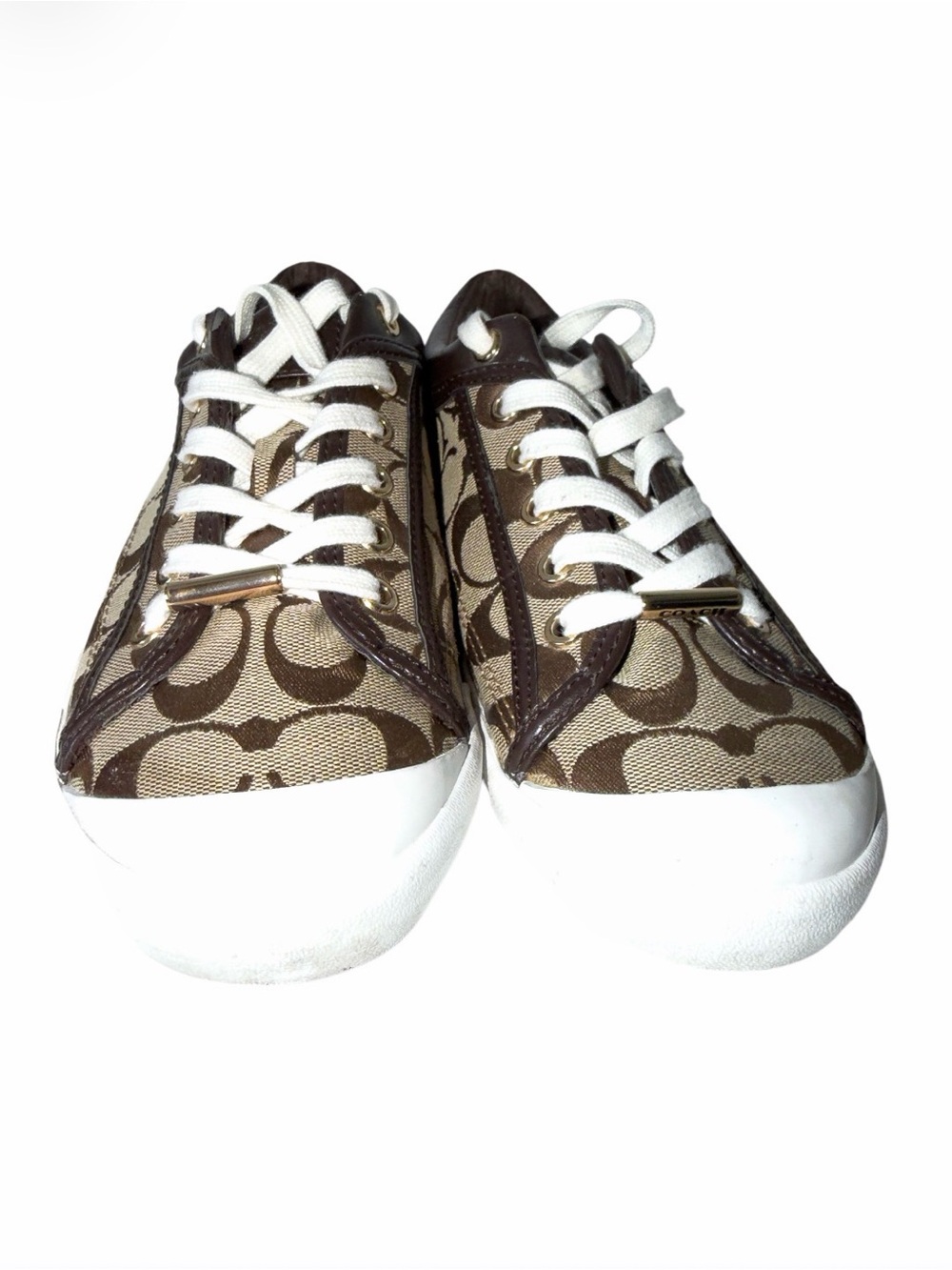 Coach Francesca Signature C Canvas Sneakers Brown Tan Low Top Shoe Sz 9B - Picture 6 of 11